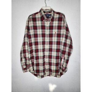 VTG 90s Ralph Lauren Mens XL Blake Plaid Collared Button Shirt Blue Label